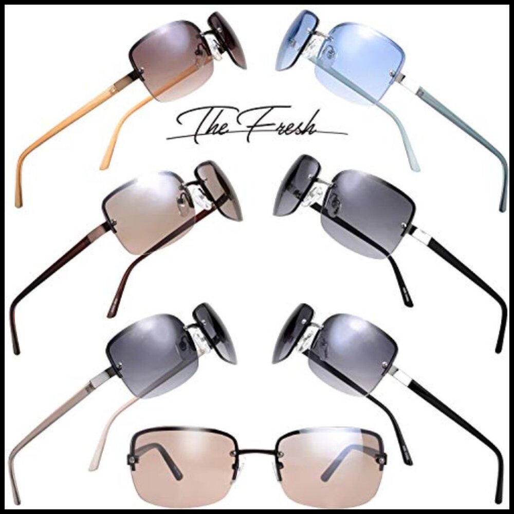 Minimalist Semi-Rimless Rectangular Sunglasses Po… - image 5